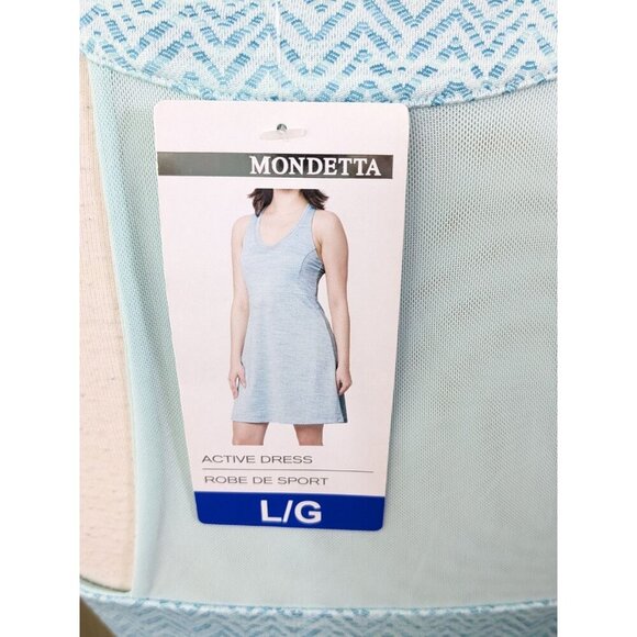 Mondetta NEW Womens L Athletic Dress Aqua Blue Mesh Racerback Padded Shelf Bra - Picture 5 of 8